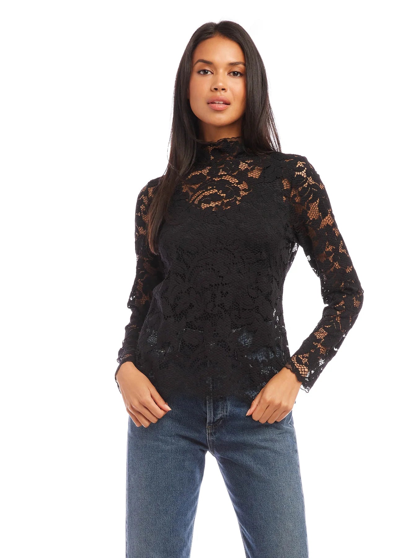 Women's high shop neck lace top