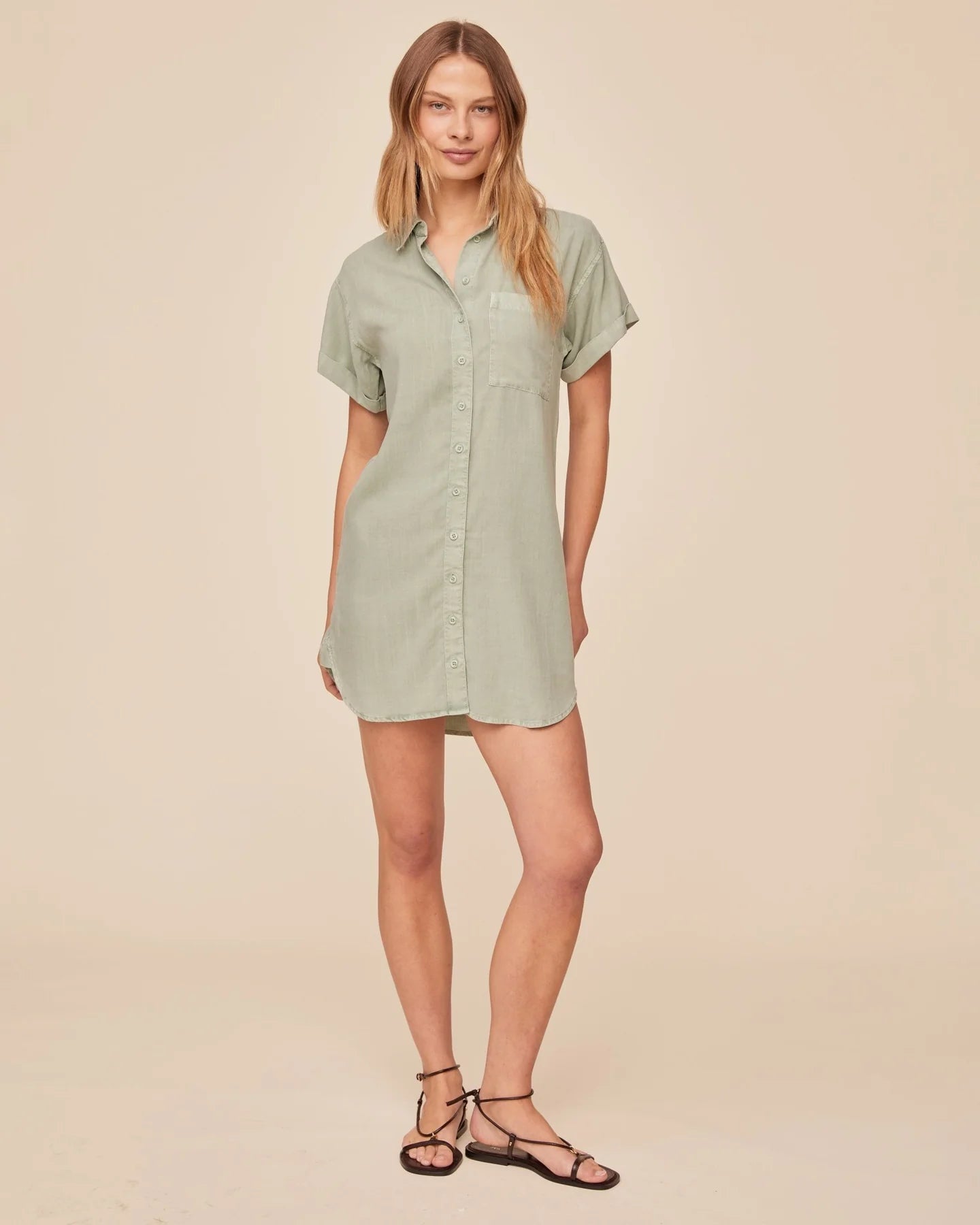 cotton shirt dress with pockets Cotton Poplin Trapeze Mini Shirt Dress