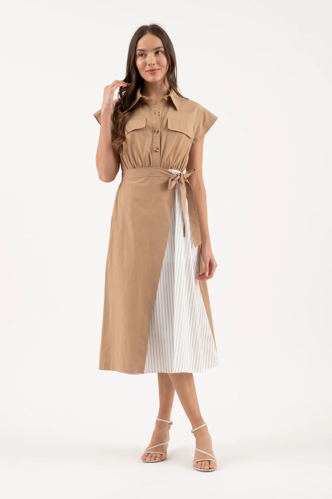 ワンピース THEREDTHREAD S tie shirt dress THEREDTHREAD / ザレッドスレッド】S tie shirt dress