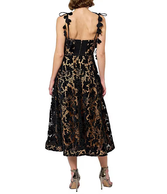 LAURINA LACE BUSTIER MIDI DRESS