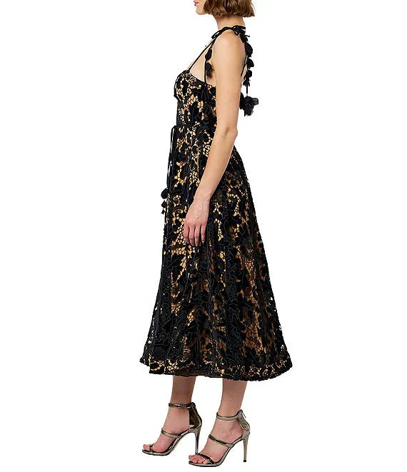 LAURINA LACE BUSTIER MIDI DRESS