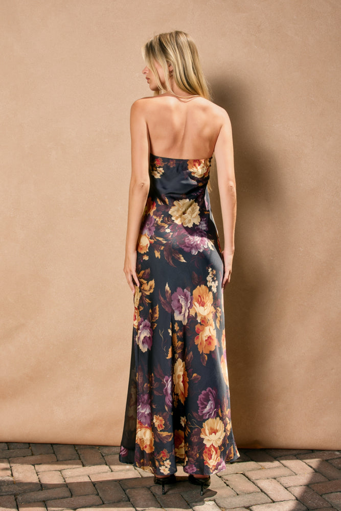 HIDDEN HAVEN STRAPLESS BIAS CUT MAXI DRESS