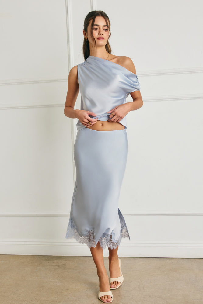 SATIN ASYMMETRICAL ONE SHOULDER TOP