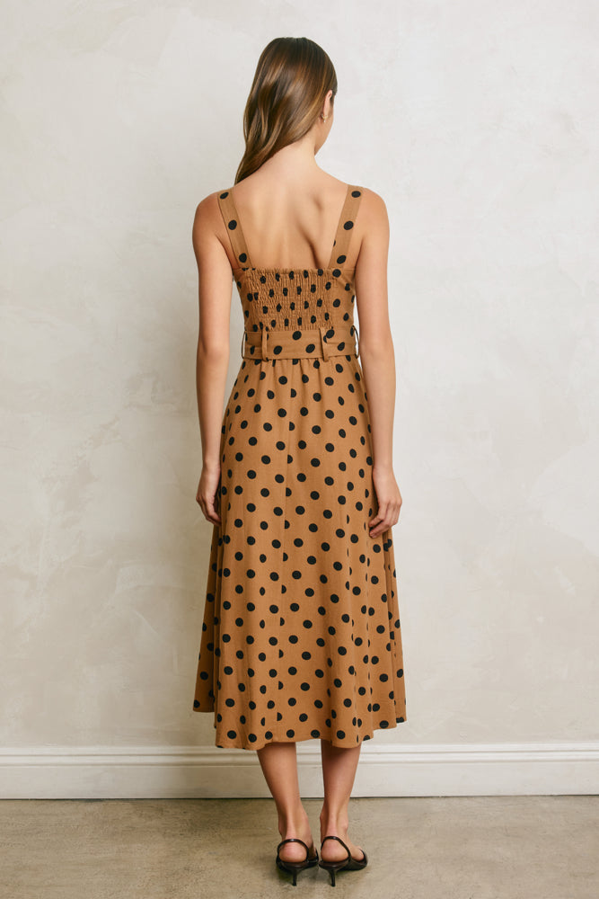 POLKA DOT BUCKLE MIDI DRESS