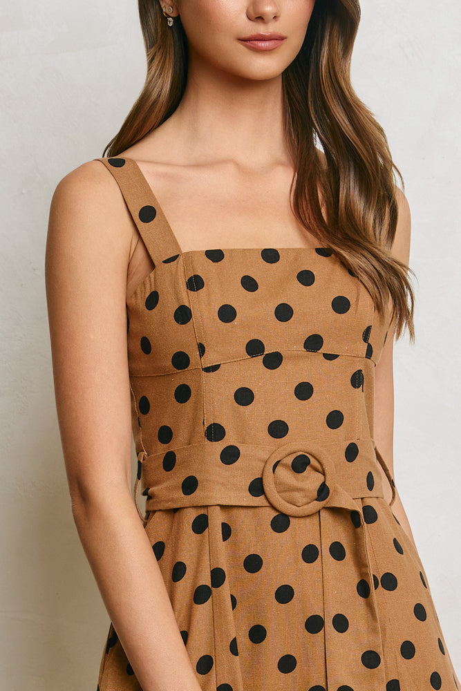 POLKA DOT BUCKLE MIDI DRESS