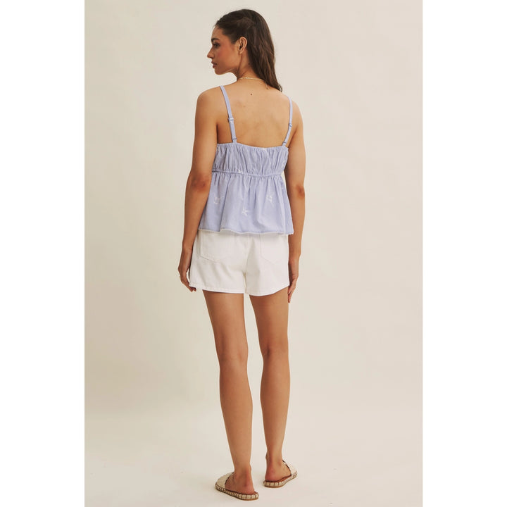 SUMMER TOP IN SEASHEEL STARFISH EMBROIDERY