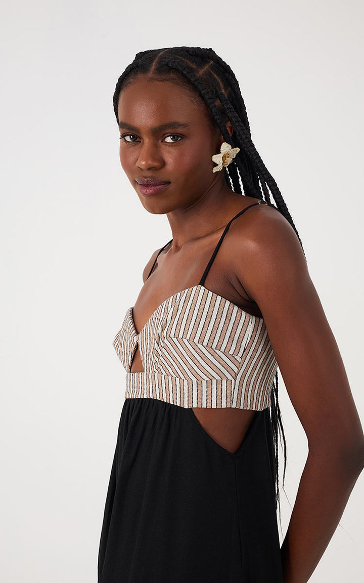 EMBROIDERED LINEN MAXI DRESS