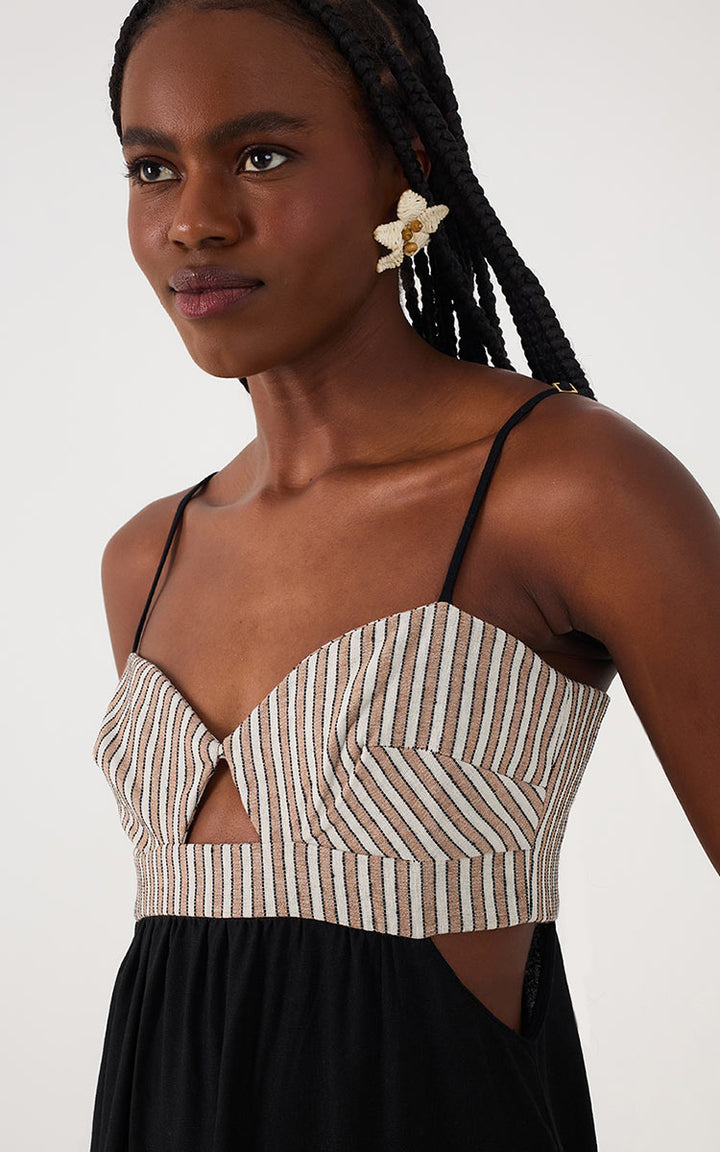 EMBROIDERED LINEN MAXI DRESS