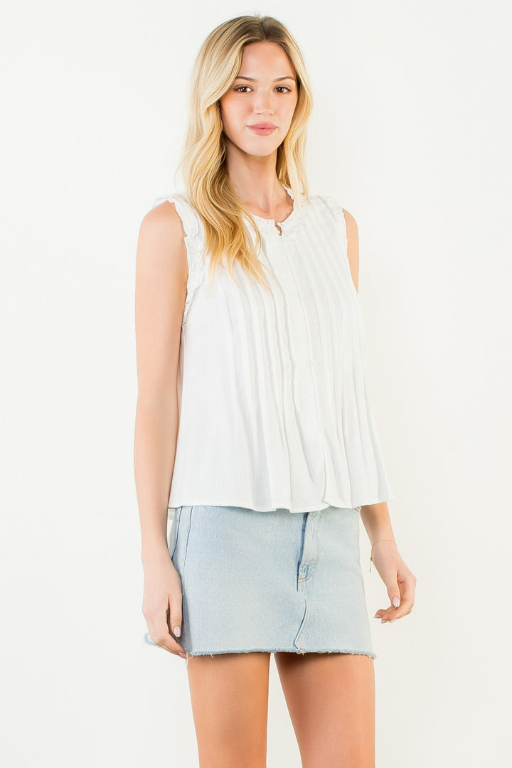 SLEEVELESS RUFFLE DETAIL TOP