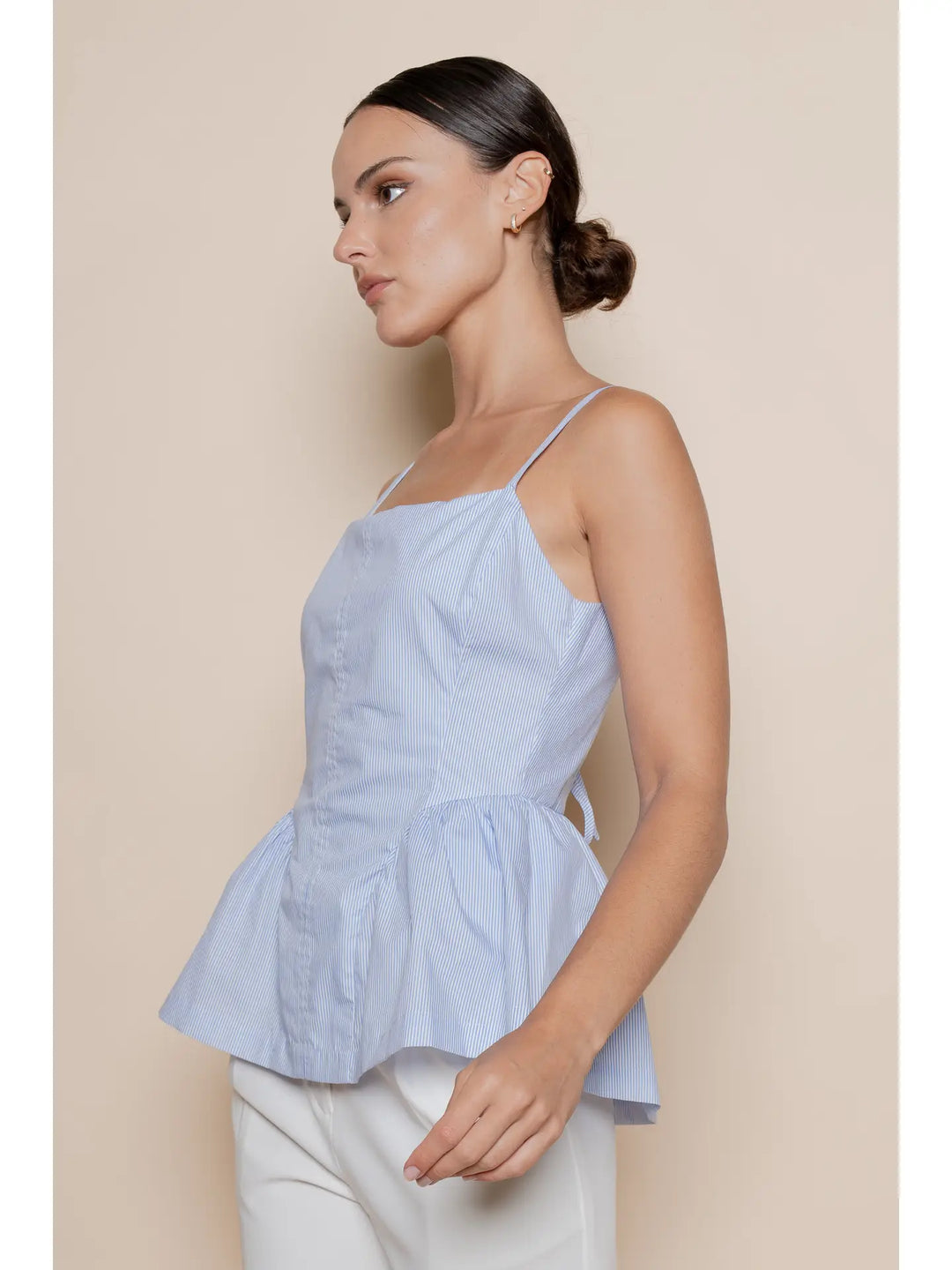 OPEN TIE BACK PEPLUM TANK TOP