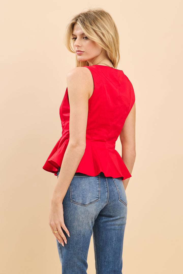 BOAT NECKLINE FIT AND FLARE SLEEVELESS TOP