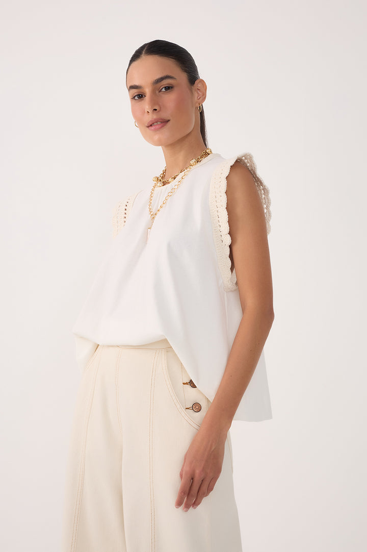 Crochet Det. Sleeveless Top