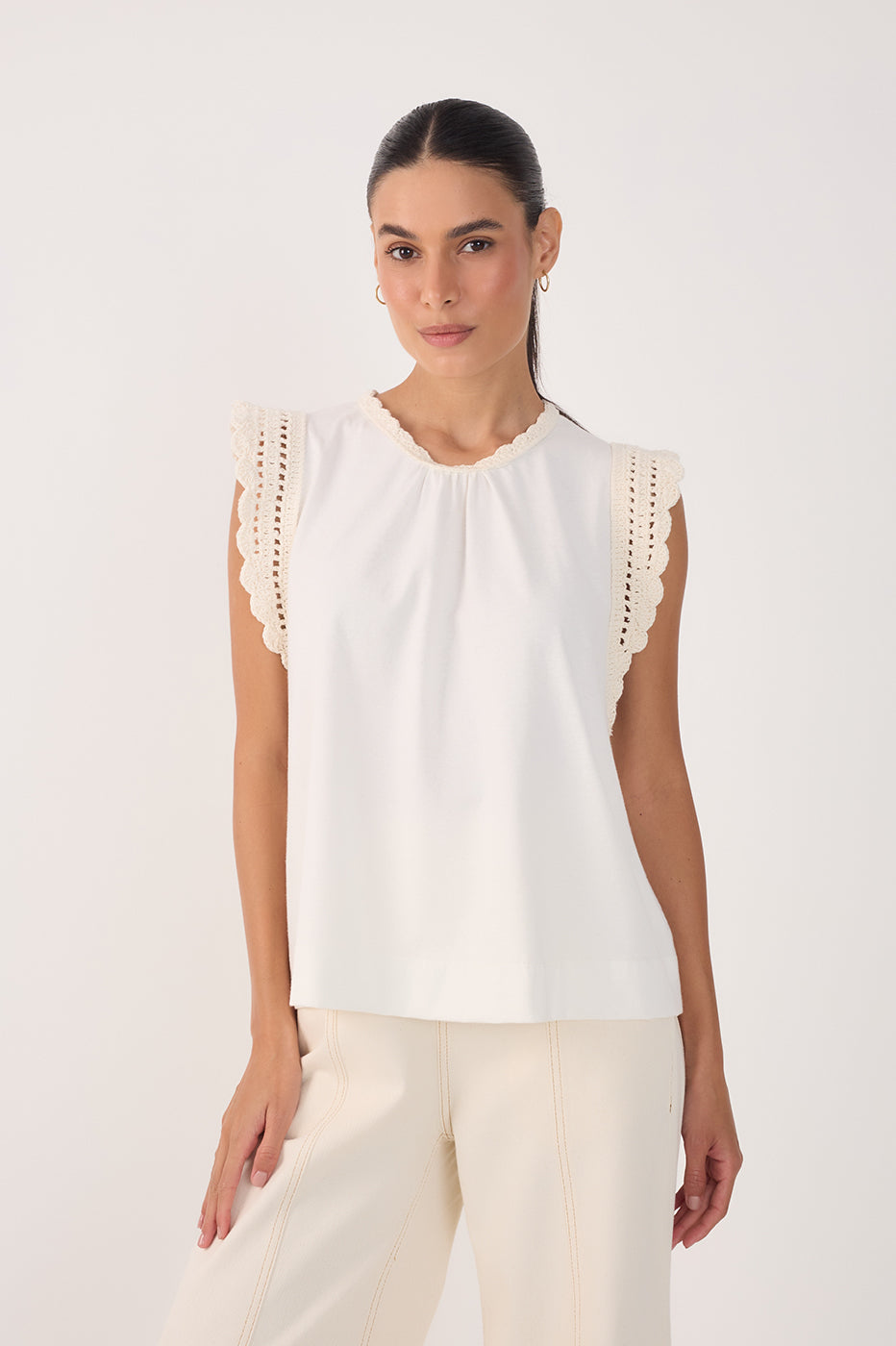 Crochet Det. Sleeveless Top