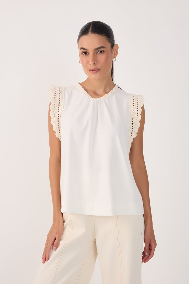 Crochet Det. Sleeveless Top