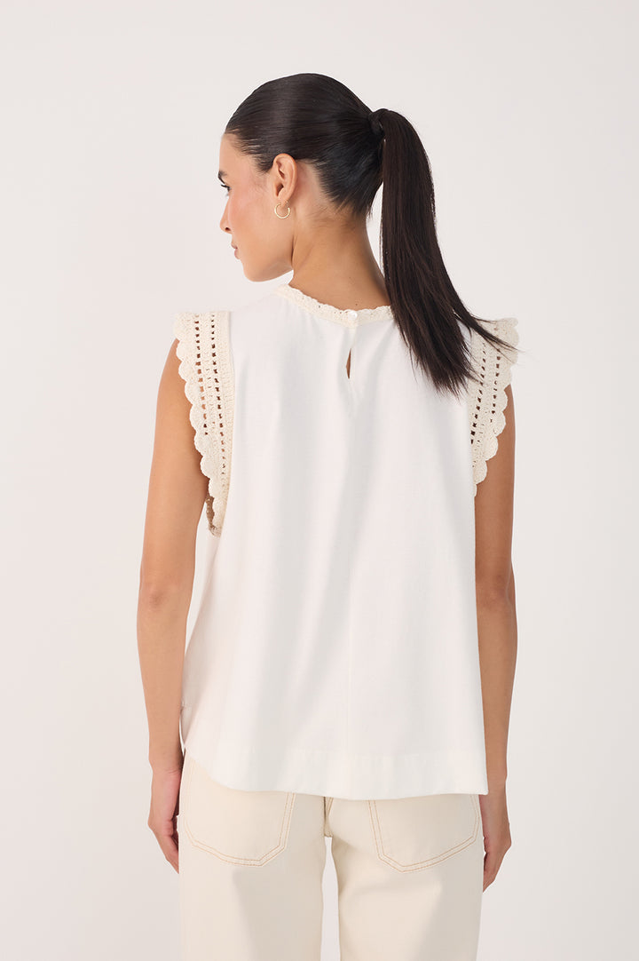Crochet Det. Sleeveless Top