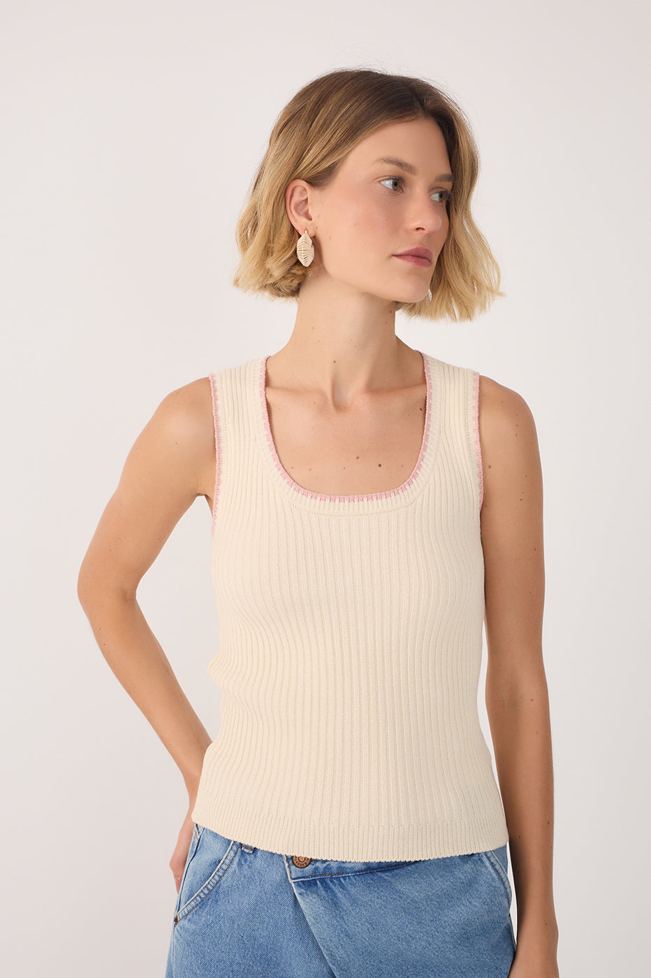 Whip Stitch Rib-knit Tank