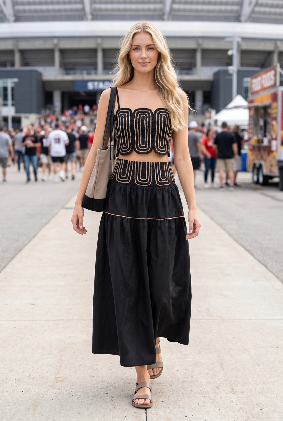 EXCLUSIVE LACE TRIMMED TOP &amp; SKIRT SET