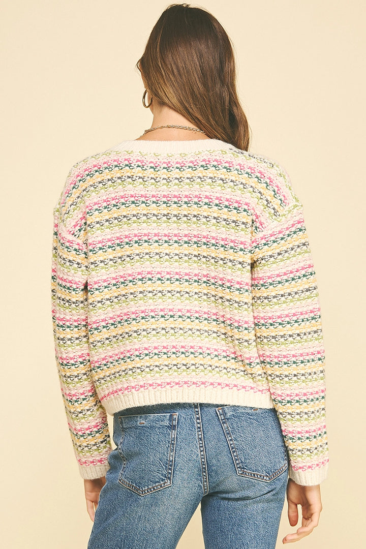 MULTI COLOR KNIT CROP SWEATER