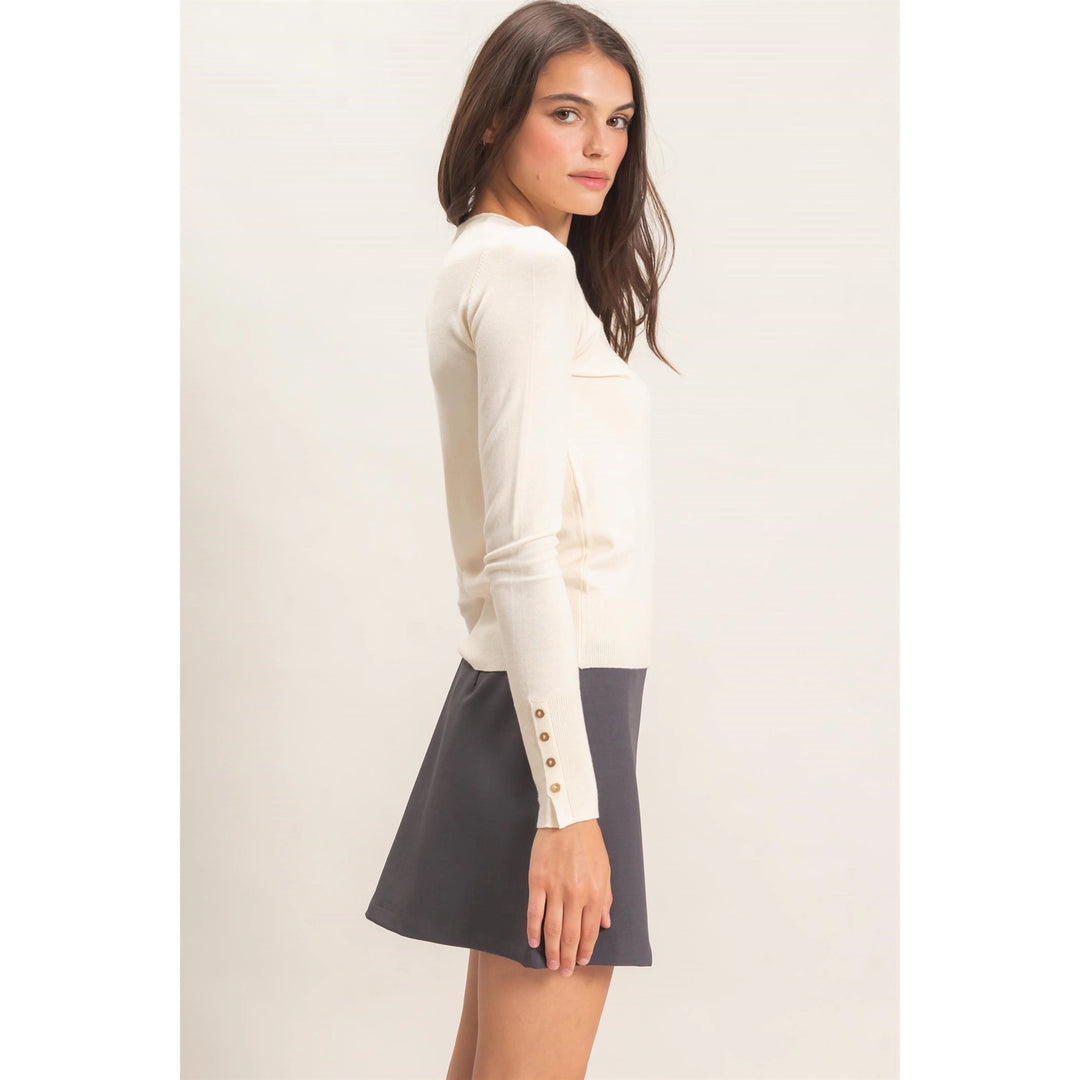 CREW NECK SWEATER WITH RIBBED HEM