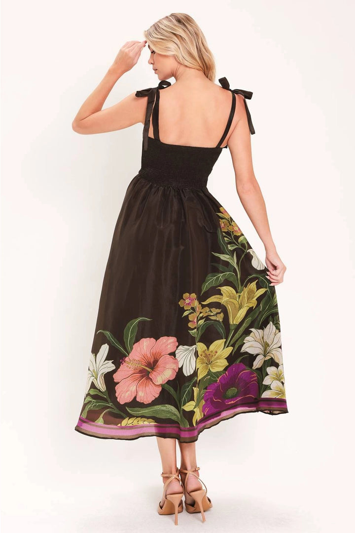 PRINTED WOVEN MIDI DRESS