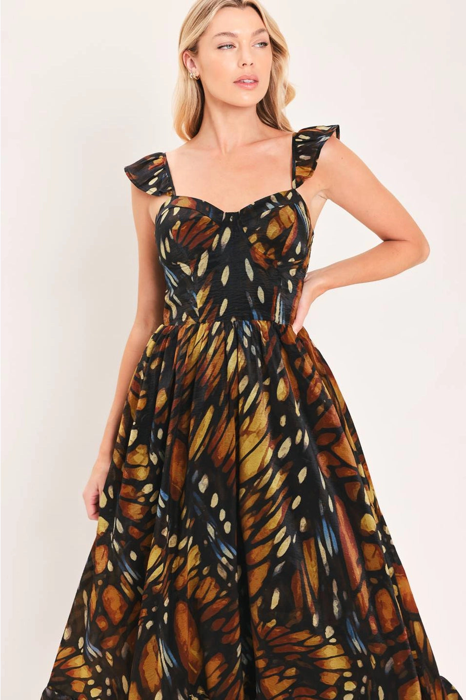 PRINTED WOVEN MAXI DRESS
