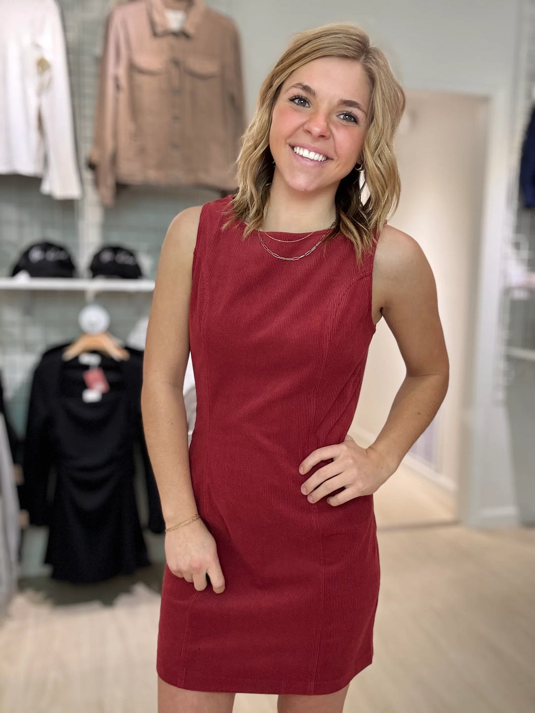 SKY BAR CORDUROY MOD DRESS