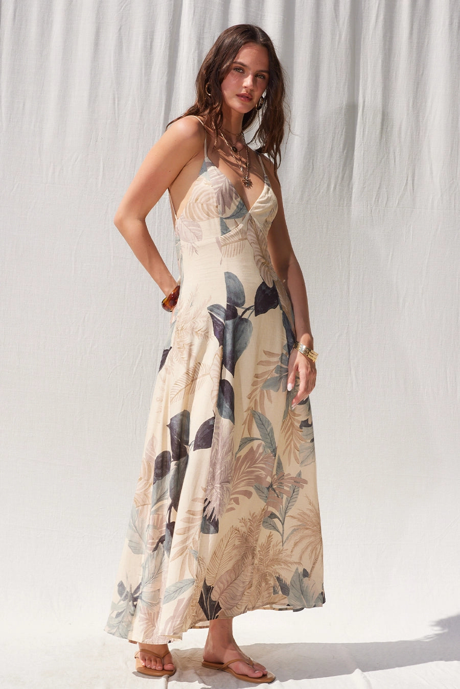 PRINTED OPEN BACK MAXI DRESS