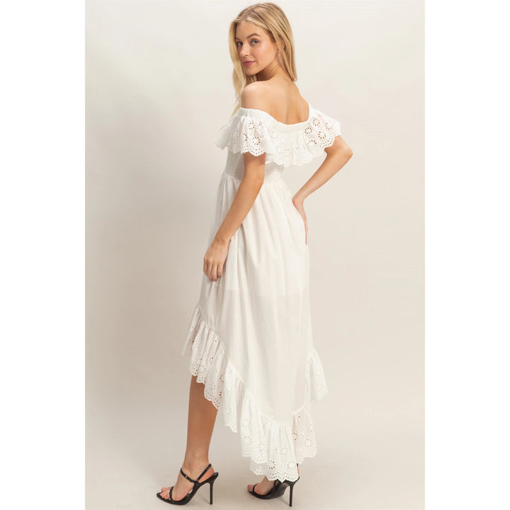 OFF SHOULDER SMOCKED DRESS