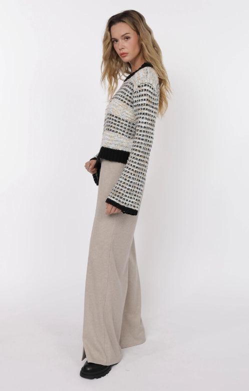 ELLINGTON MIXED YARN BELL SLEEVE SWEATER