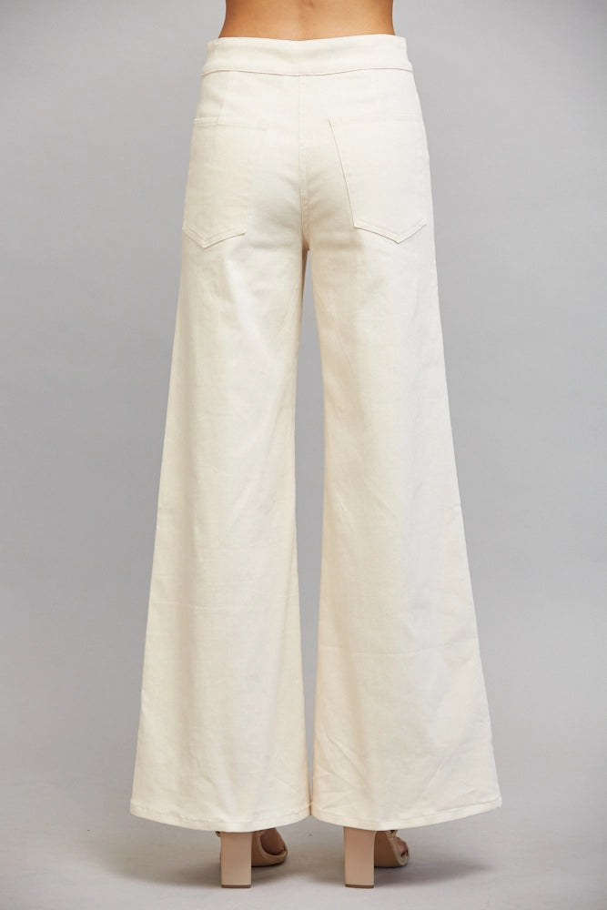 VERTICAL SEAM DETAIL HIGH WAISTED FLARE PANTS