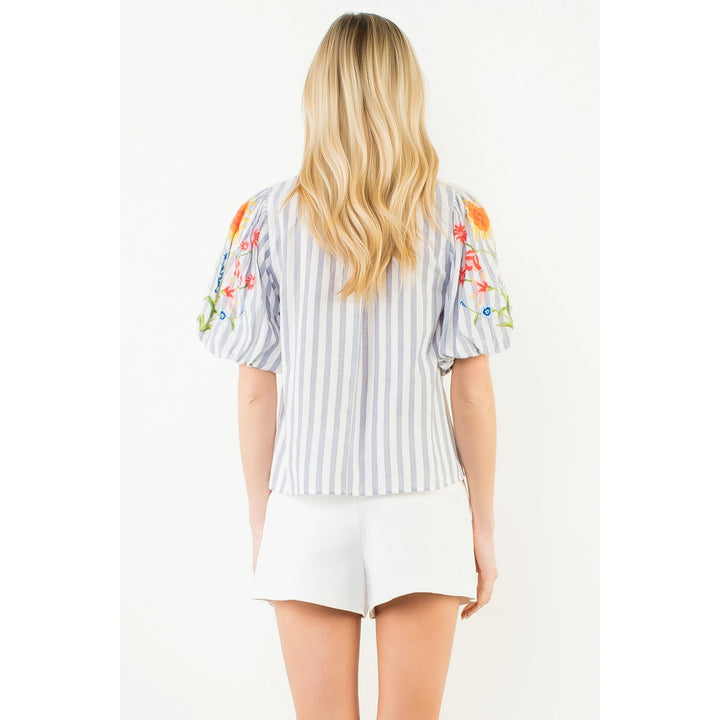 PUFF SLEEVE STRIPED TOP