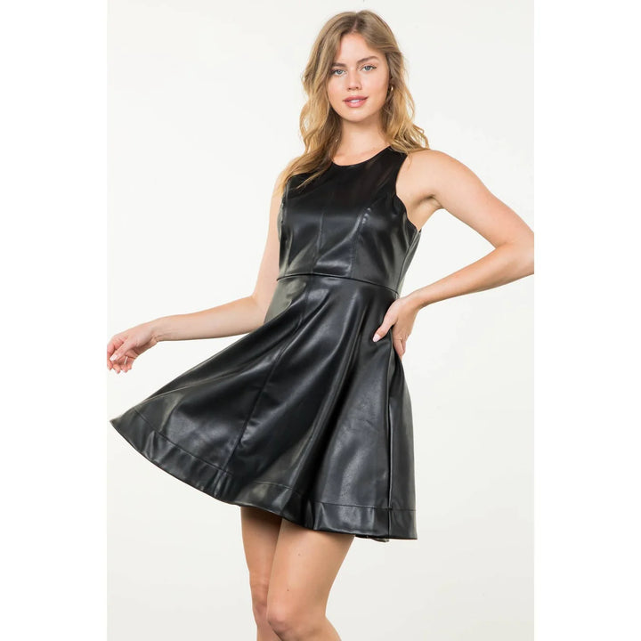 SLEEVELESS LEATHER DRESS