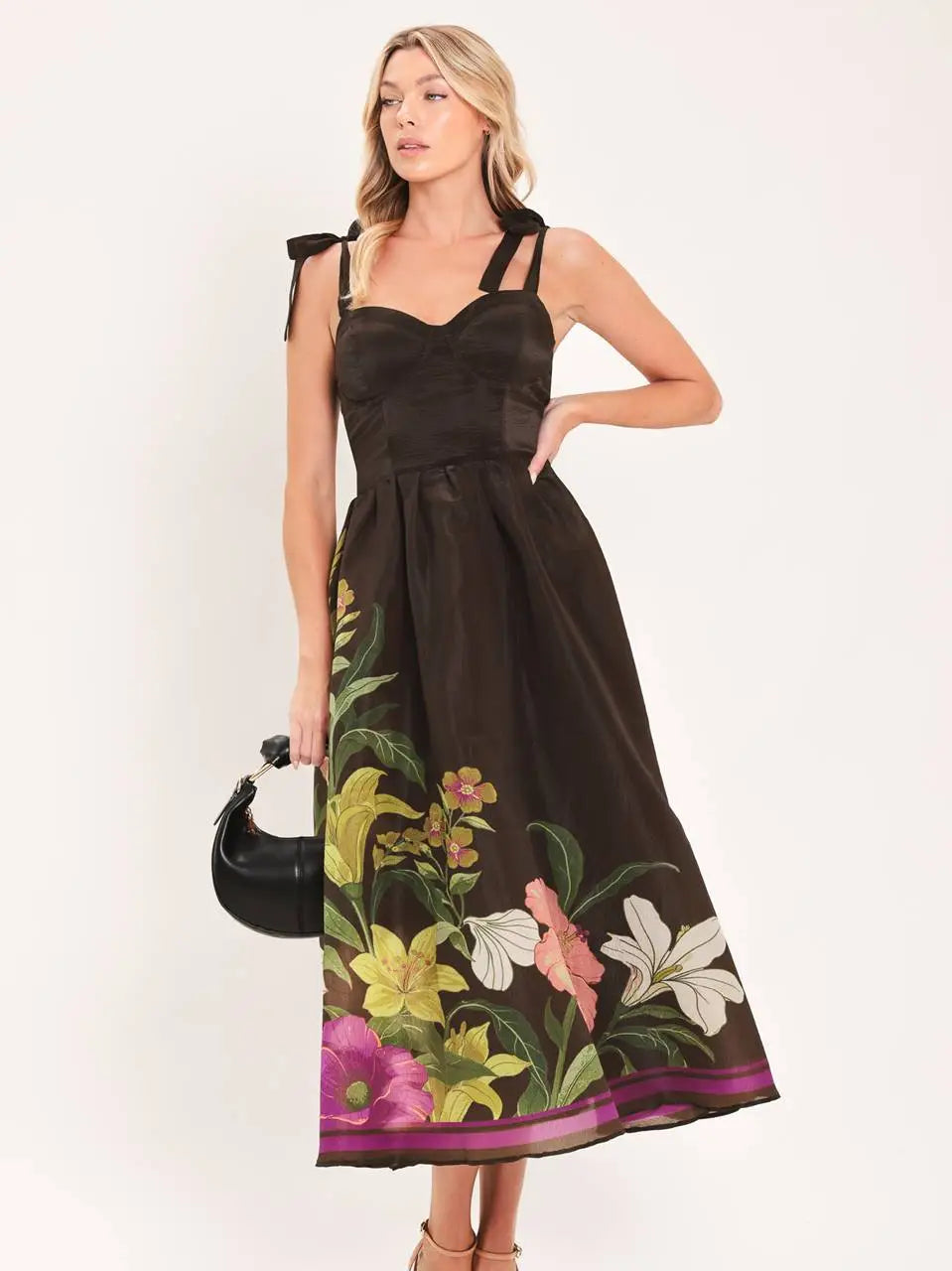 PRINTED WOVEN MIDI DRESS