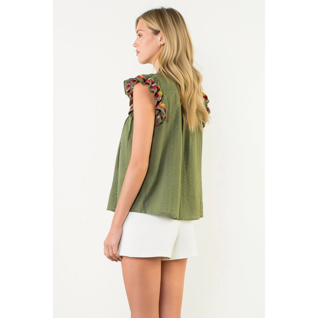 BUTTON UP FLUTTER SLEEVE TOP