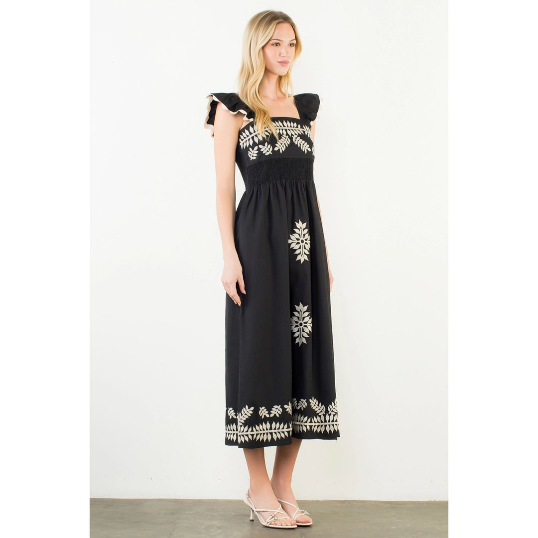 FLUTTER SLEEVES MIDI DRESS