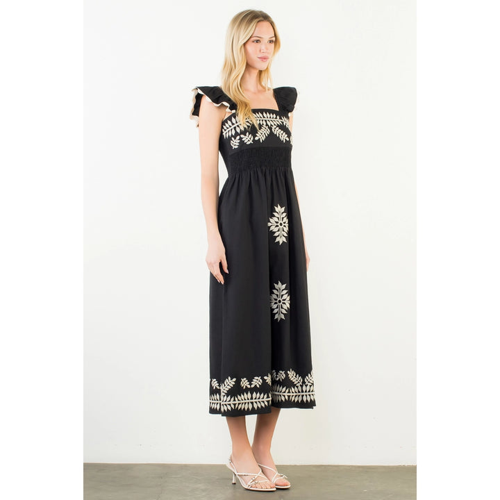 FLUTTER SLEEVES MIDI DRESS