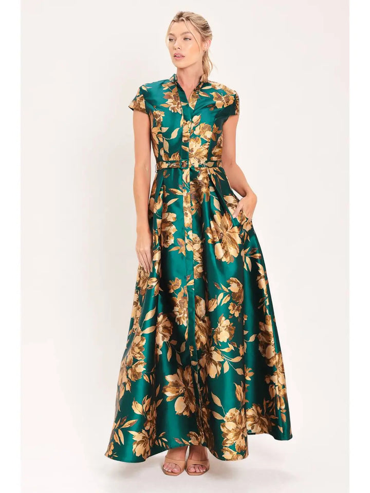 A PRINTED WOVEN MAXI DRESS