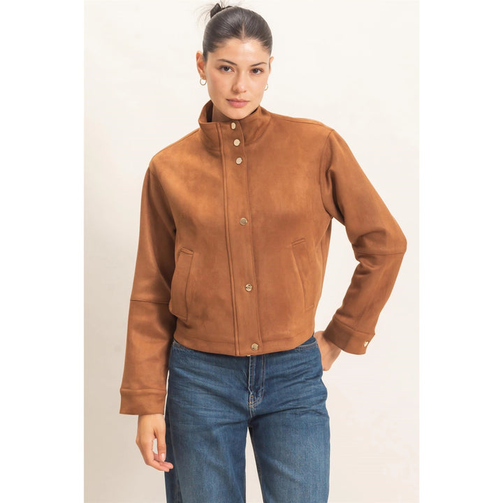 COLLAR SUEDE SNAP JACKET