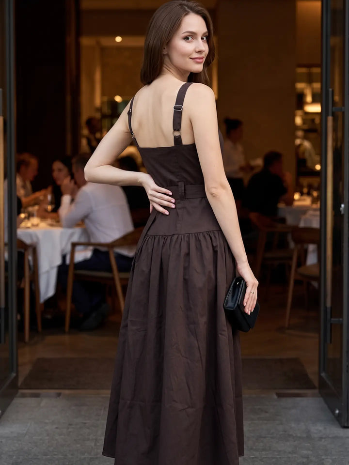 BELTED ZIP FRONT MIDI DRESS