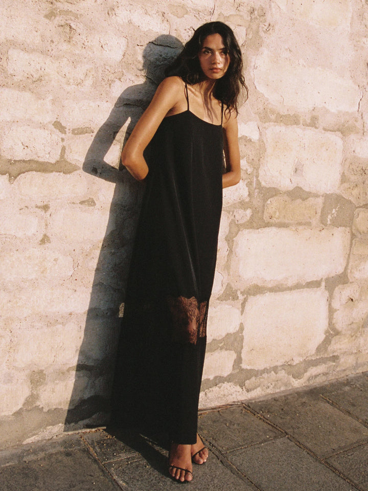 QUINN CREPE LACE MAXI DRESS