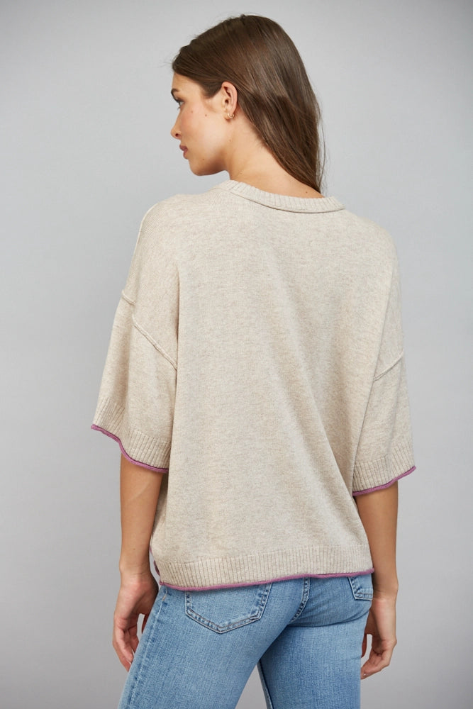 SHORT SLEEVE CASHMERE BLEND SWEATER