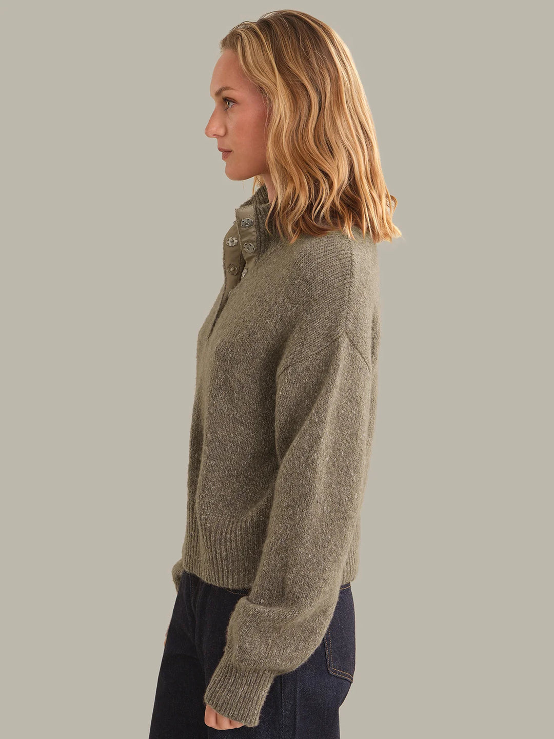 BOXY SNAP FRONT HENLEY