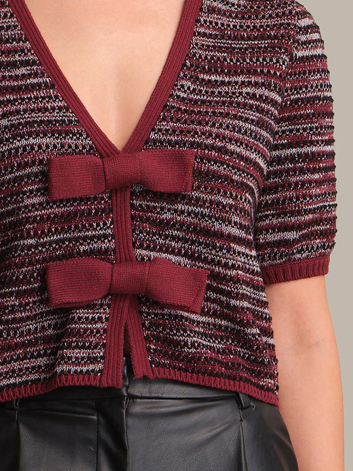 ELAINE MARLED BOW FRONT CARDIGAN
