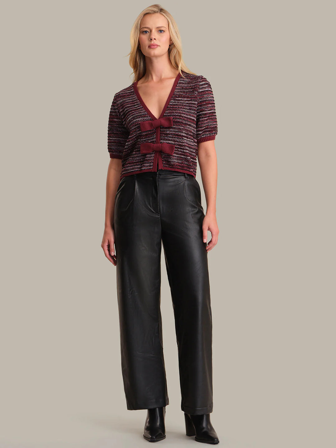 ELAINE MARLED BOW FRONT CARDIGAN