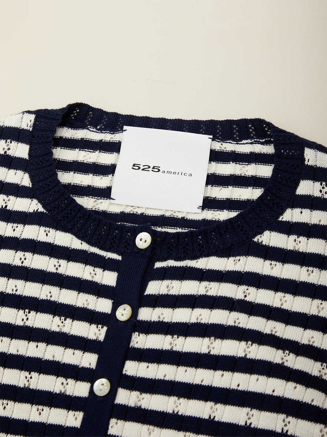 BECKETT STRIPED POINTELLE CARDIGAN