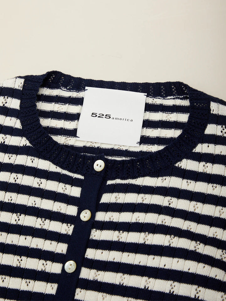 BECKETT STRIPED POINTELLE CARDIGAN