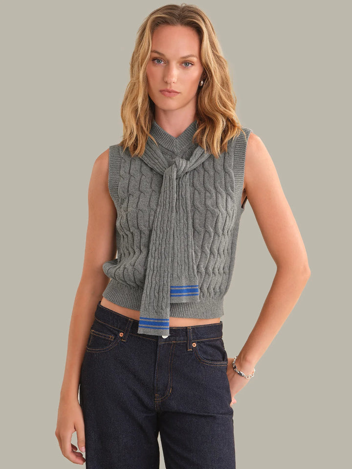 MARTHA FAUX OVER THE SHOULDER CABLE SHELL