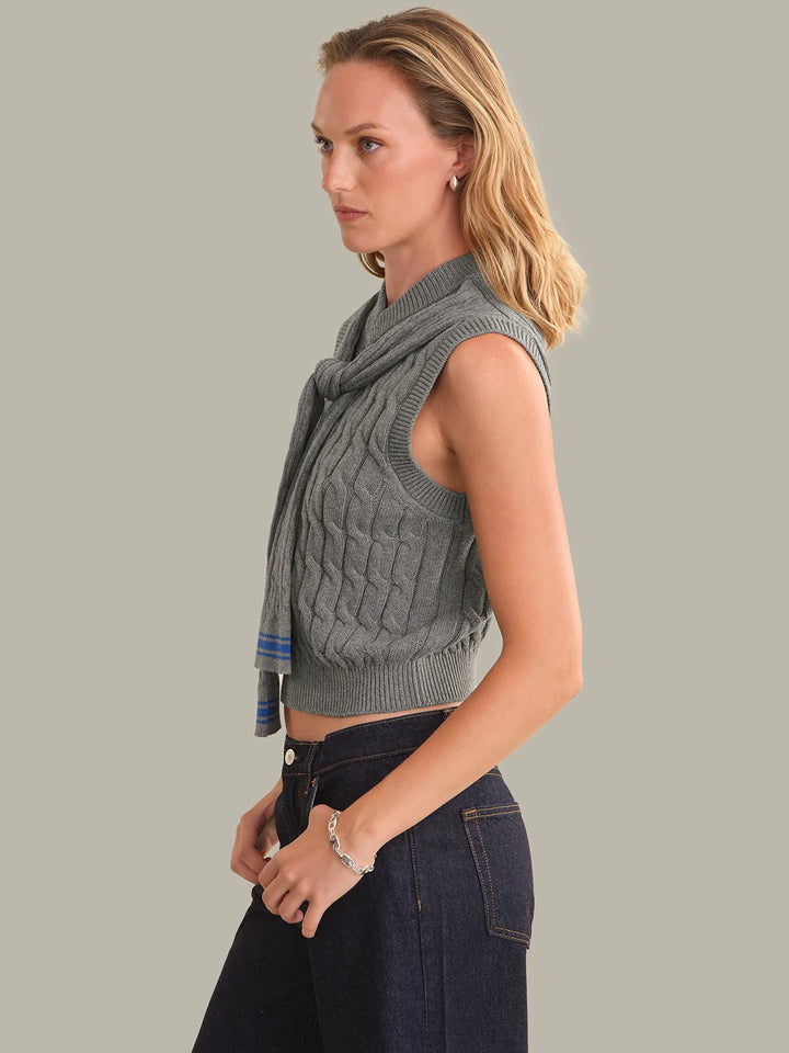 MARTHA FAUX OVER THE SHOULDER CABLE SHELL