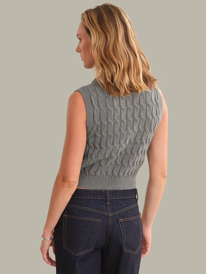MARTHA FAUX OVER THE SHOULDER CABLE SHELL