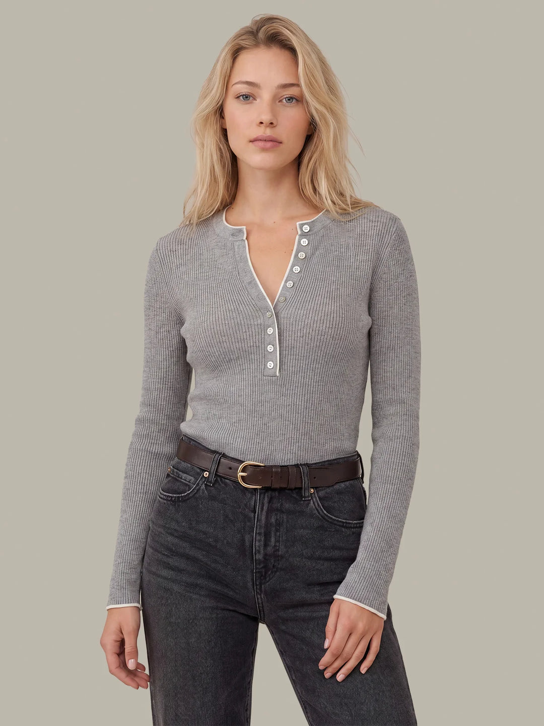 EMMELINE RIB LAYERED HENLEY